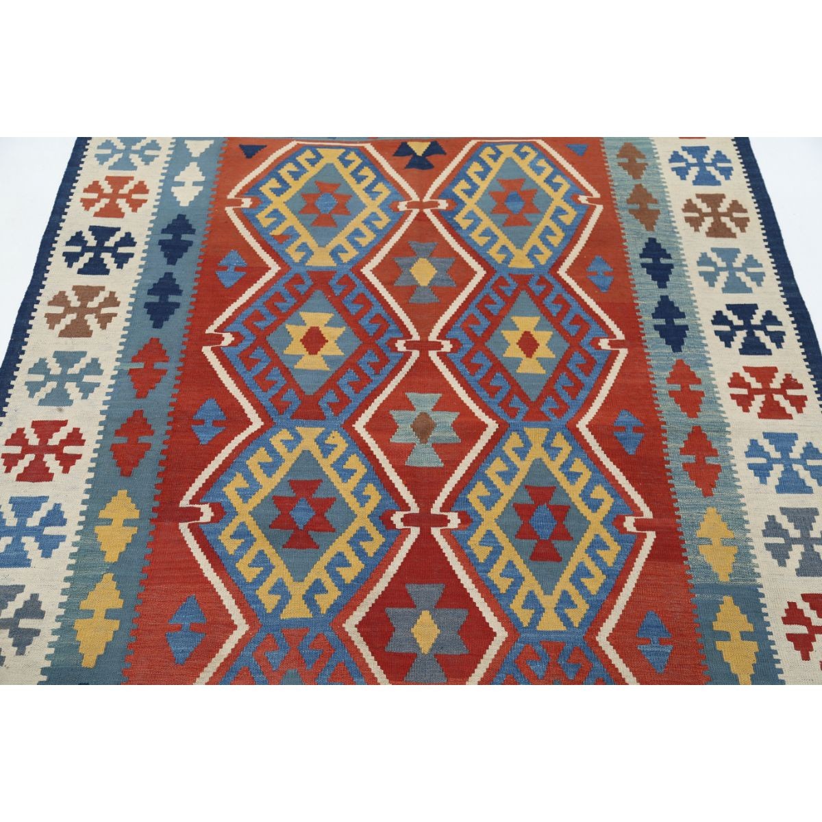Kafkaas 5x6 Hand Woven Washable Wool Rug - Colorful
