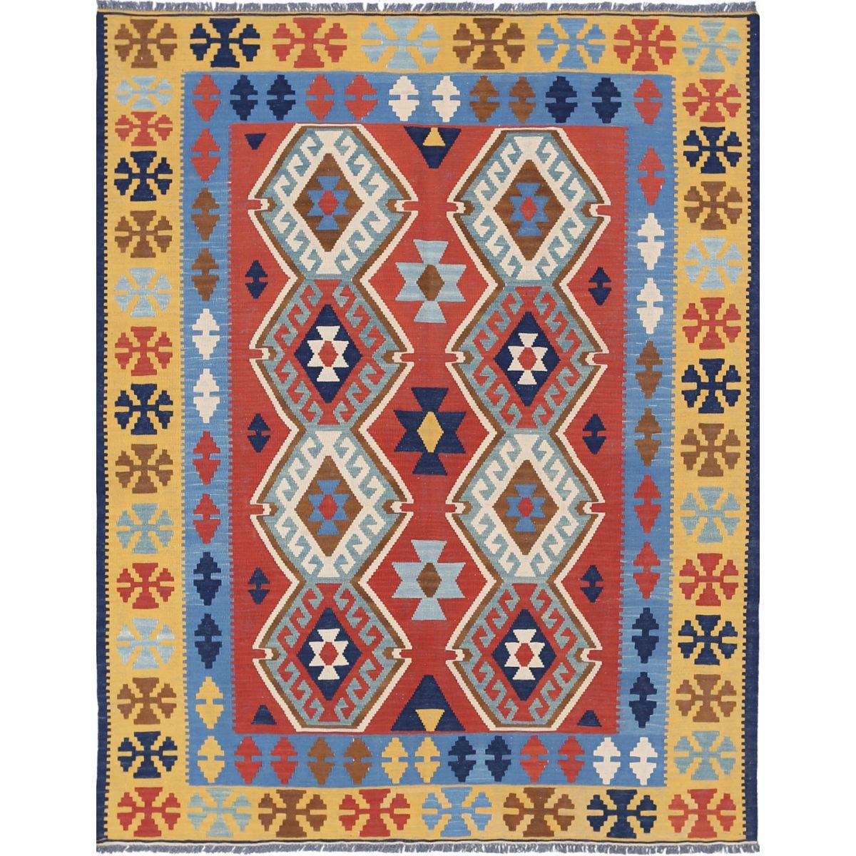 Kafkaas 5x7 Hand Woven Washable Wool Rug - Colorful