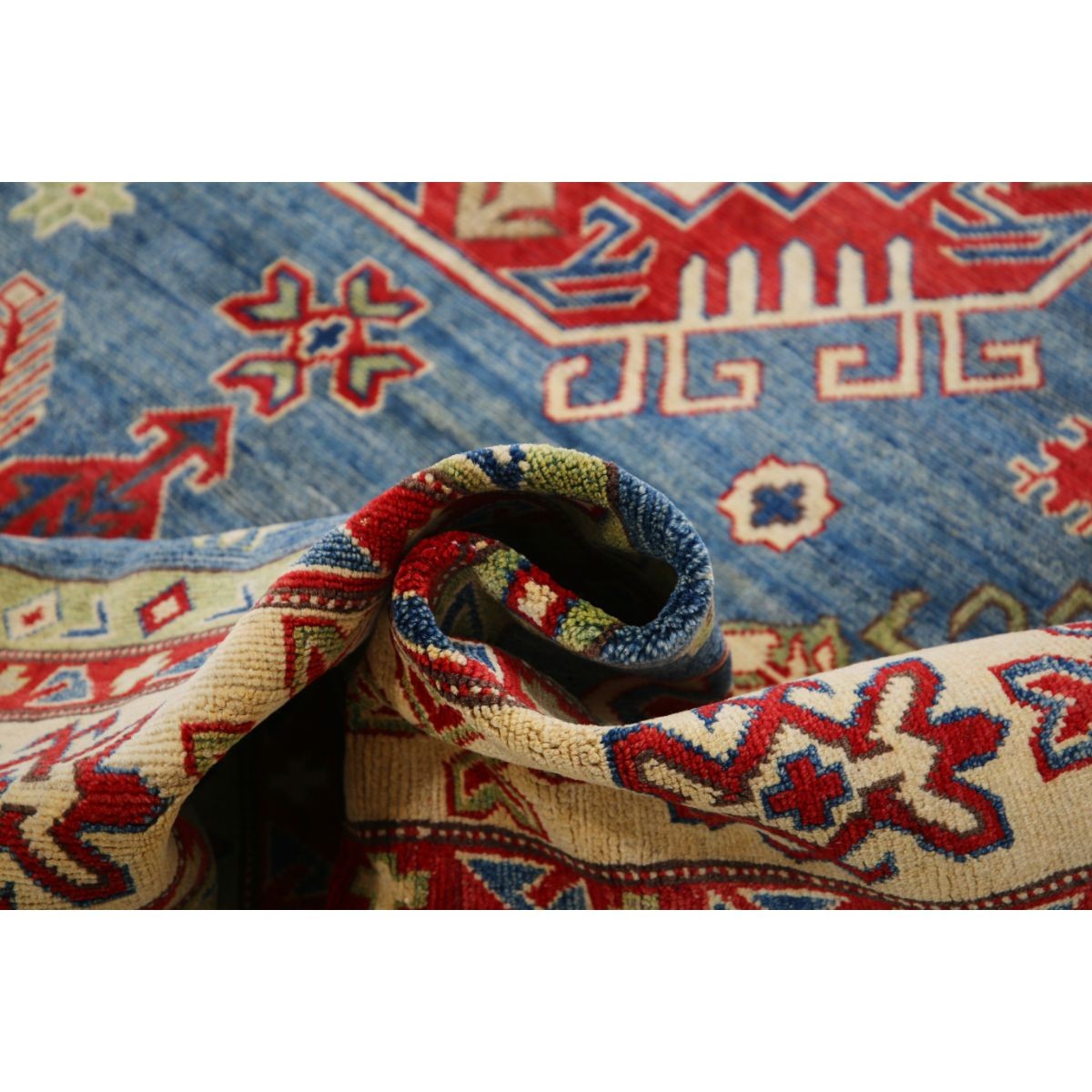 Kazak 8x10 Handmade Double Knotted Washable Wool Rug - Colorful
