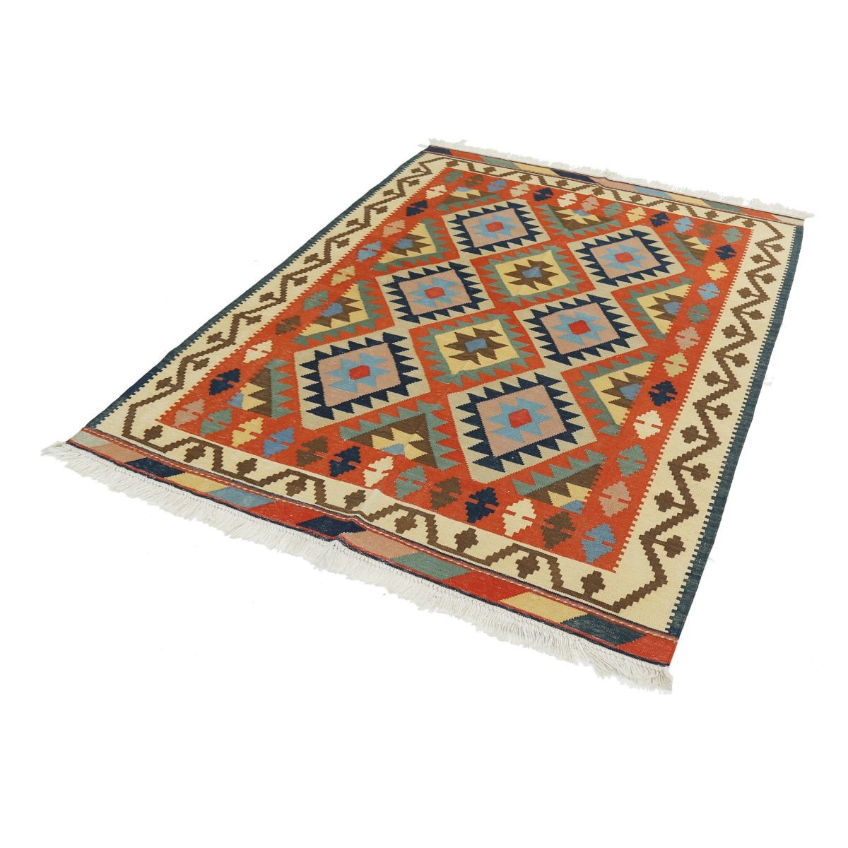 Kafkaas 5x7 Hand Woven Washable Wool Rug - Colorful