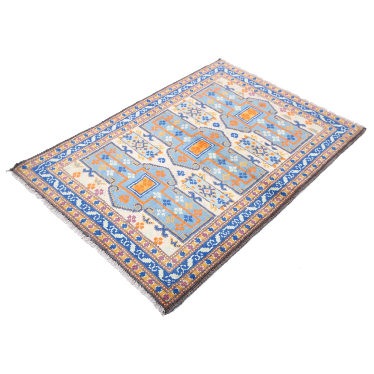 Revival 4x5 Handmade Double Knotted Washable Wool Rug - Colorful