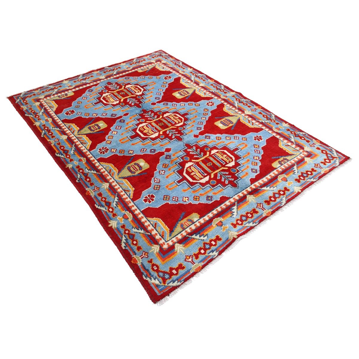 Revival 5x7 Handmade Double Knotted Washable Wool Rug - Colorful