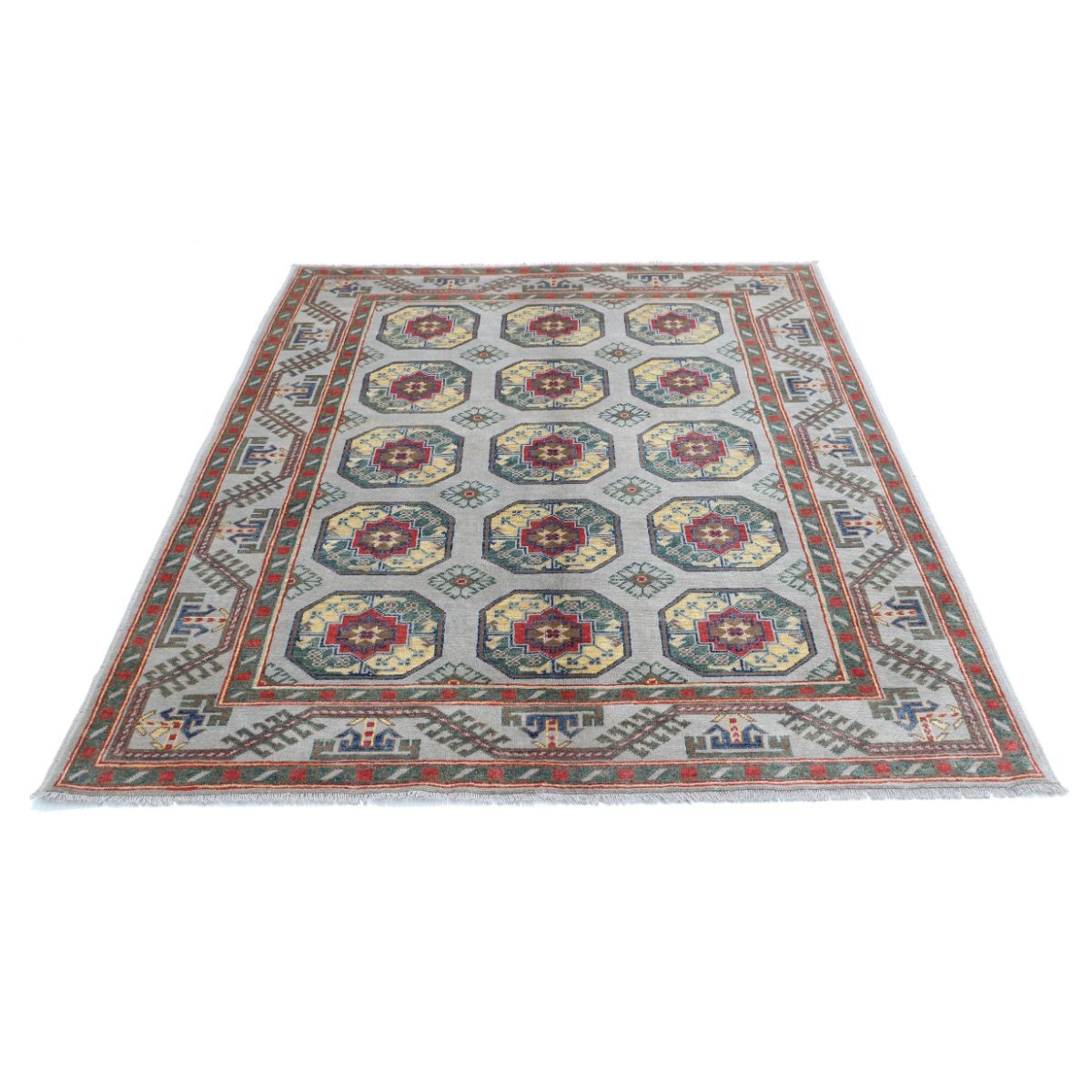 Revival 6x7 Handmade Double Knotted Washable Wool Rug - Colorful