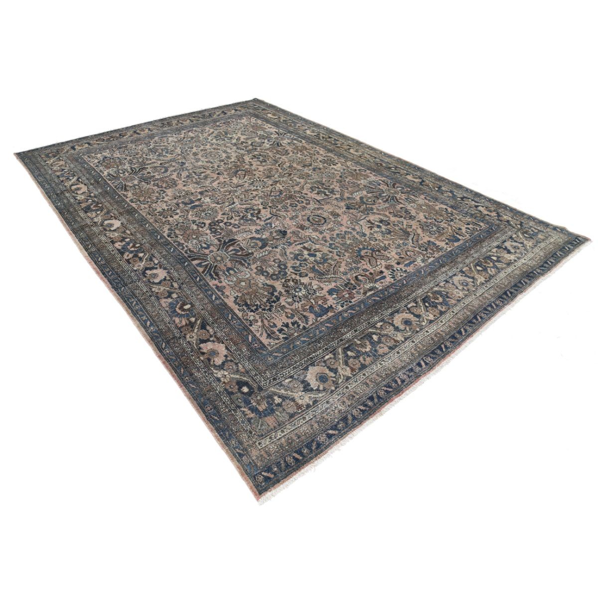 Vintage 8x12 Handmade Double Knotted Washable Wool Rug - Soft Hues