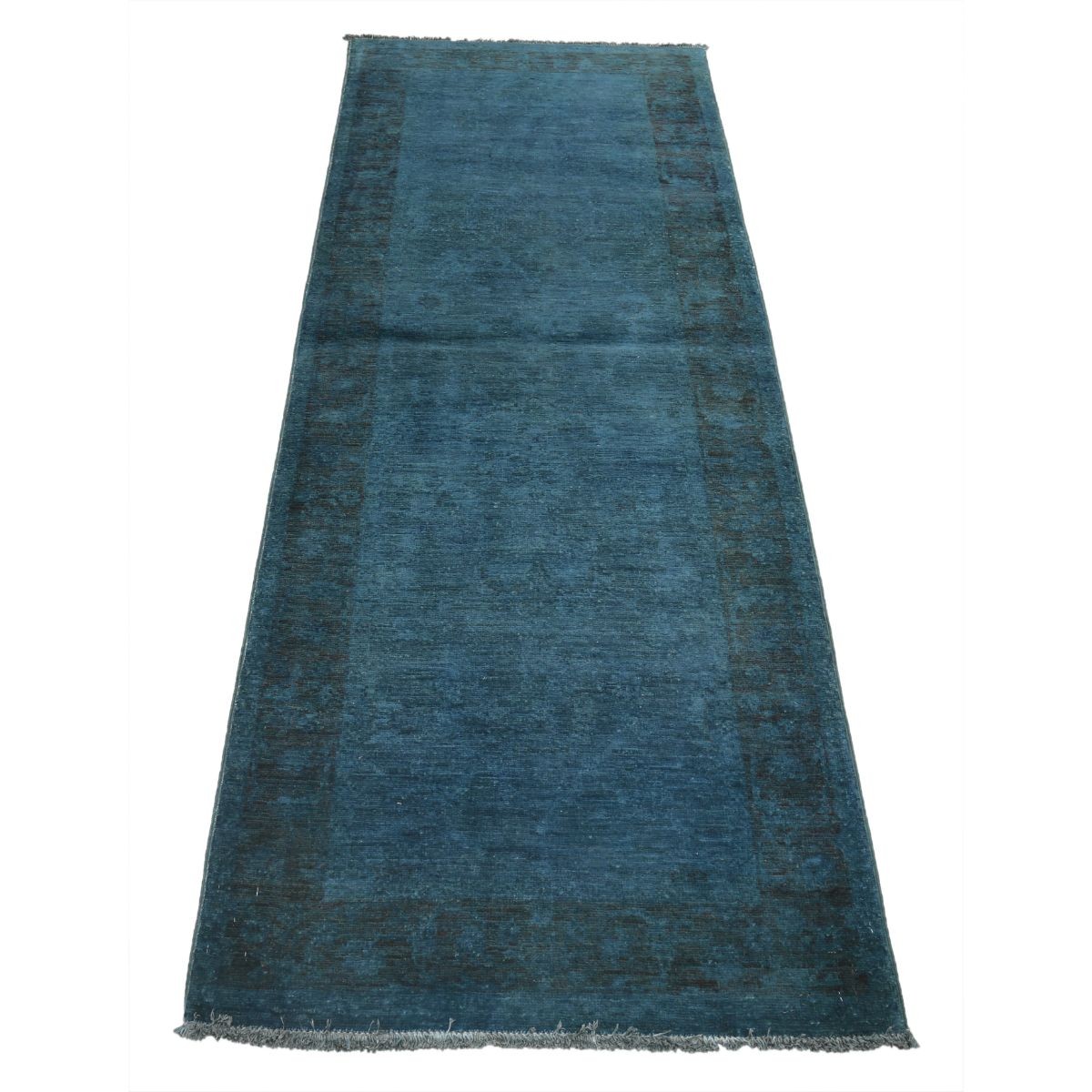 Overdye 2x7 Handmade Double Knotted Washable Wool Runner - Monochormatic