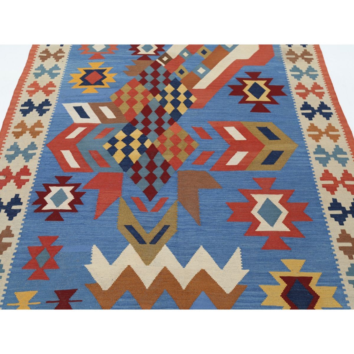 Kafkaas 5x6 Hand Woven Washable Wool Rug - Colorful