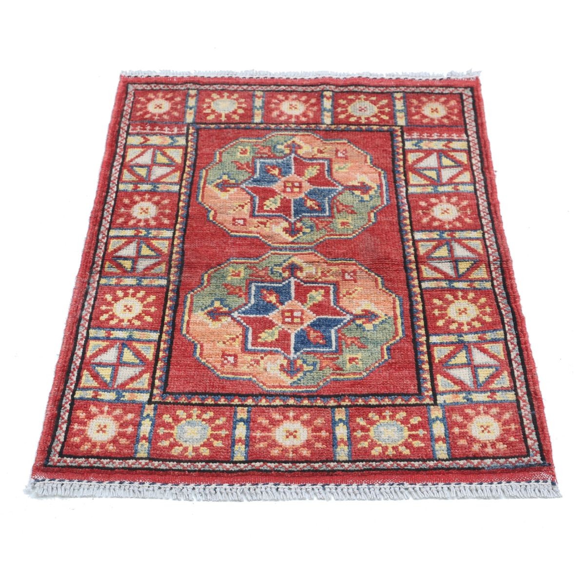 Revival 2x3 Handmade Double Knotted Washable Wool Rug - Colorful