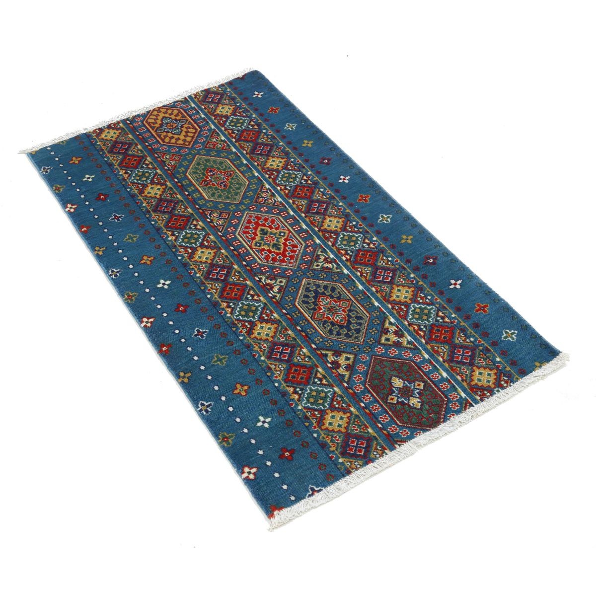 Gulshan 2x4 Machine-Made Washable Wool Rug - Colorful