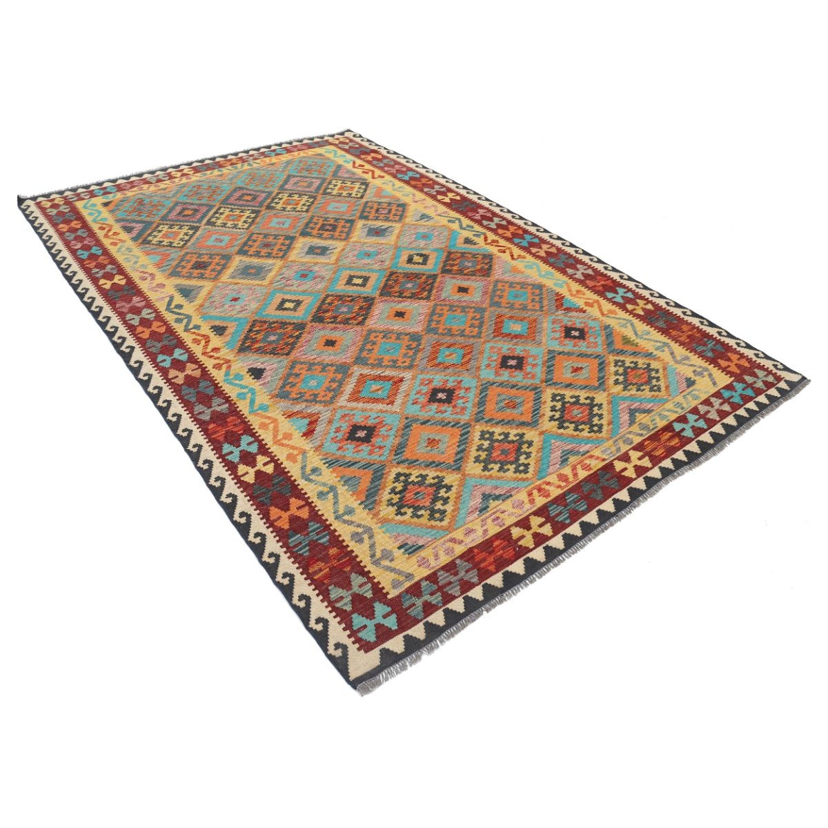 Maimana 6x10 Hand Woven Washable Wool Rug - Colorful