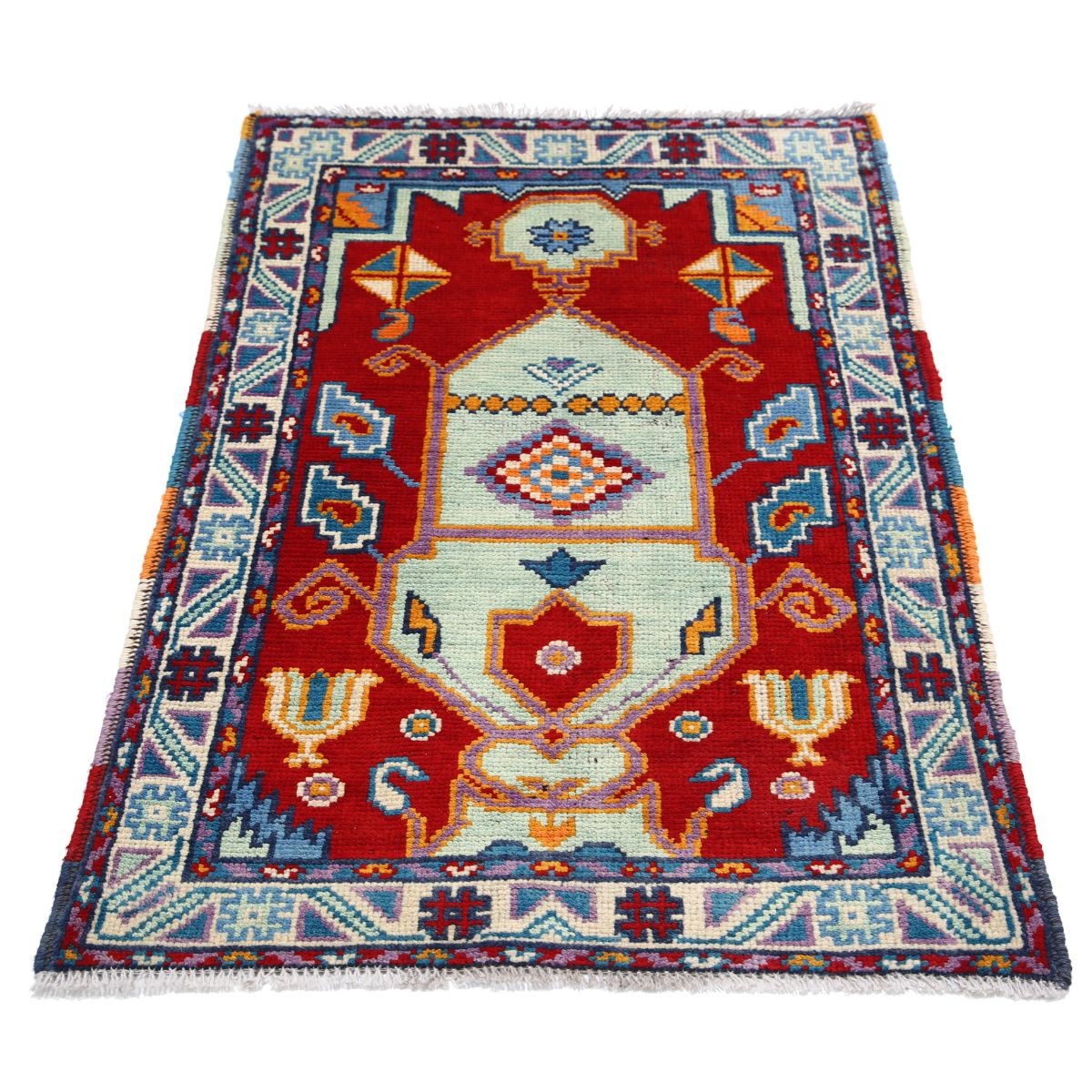 Revival 3x4 Handmade Double Knotted Washable Wool Rug - Colorful