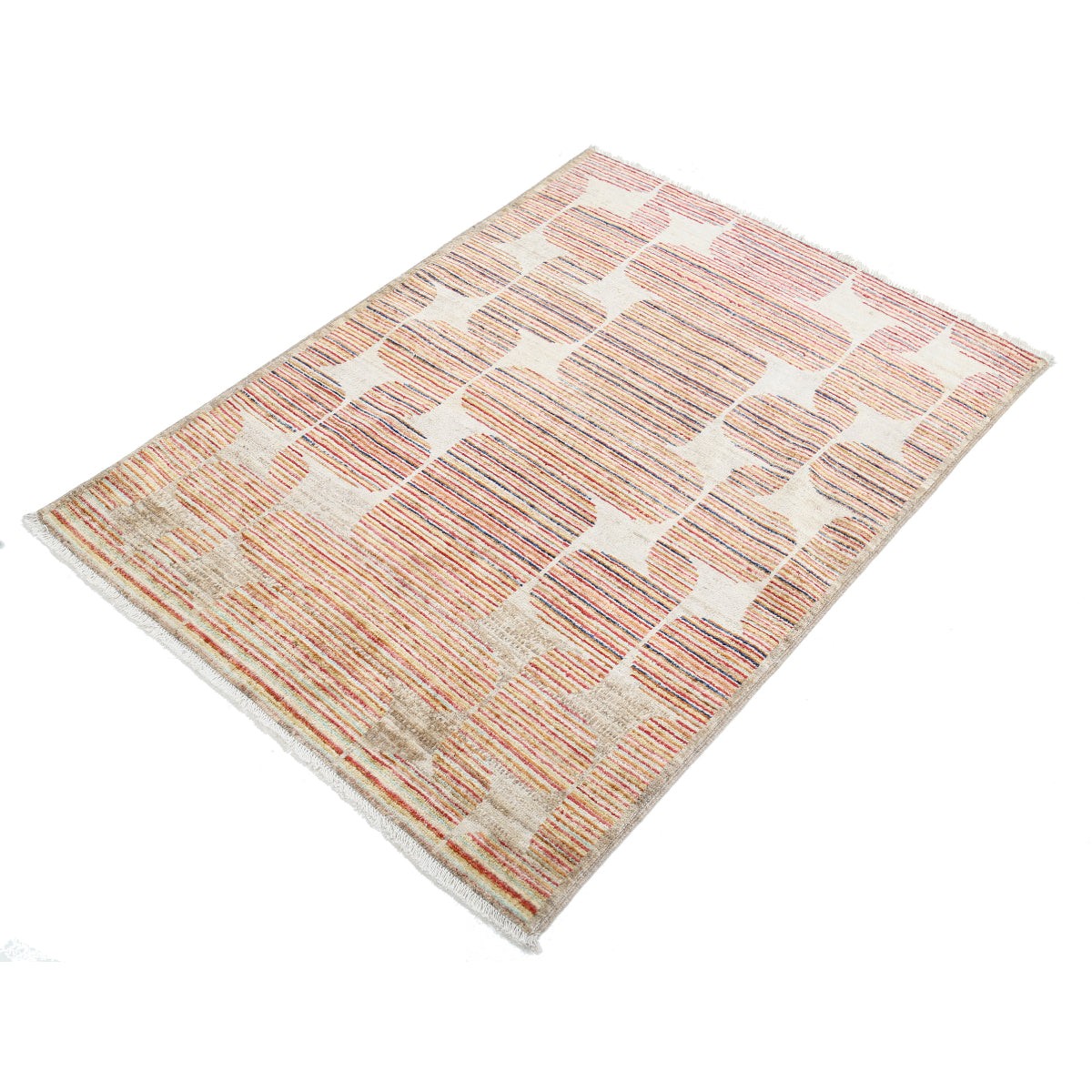 Modcar 3x4 Handmade Double Knotted Washable Wool Rug - Colorful