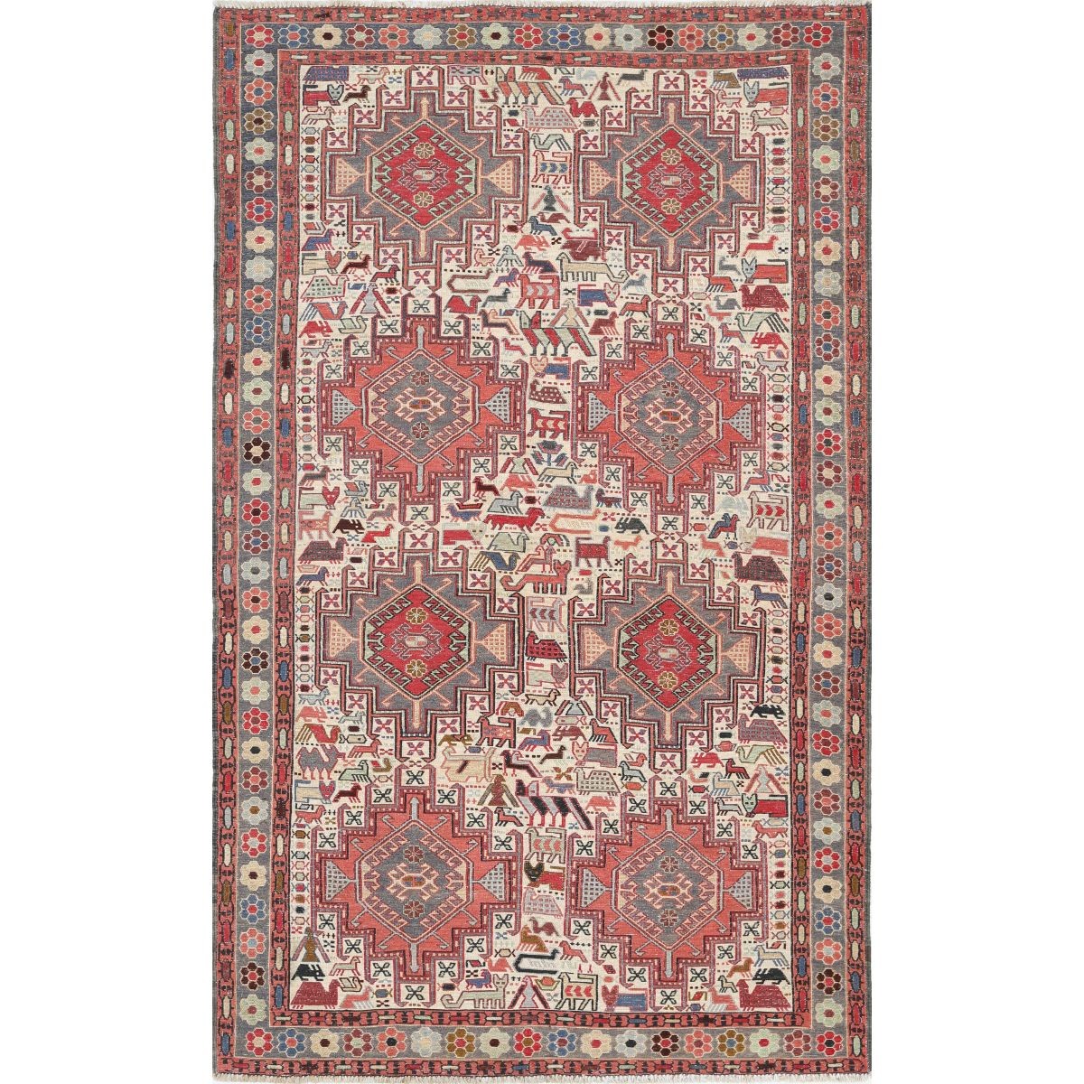 Sumak 4x7 Hand Woven Washable Wool Rug - Colorful