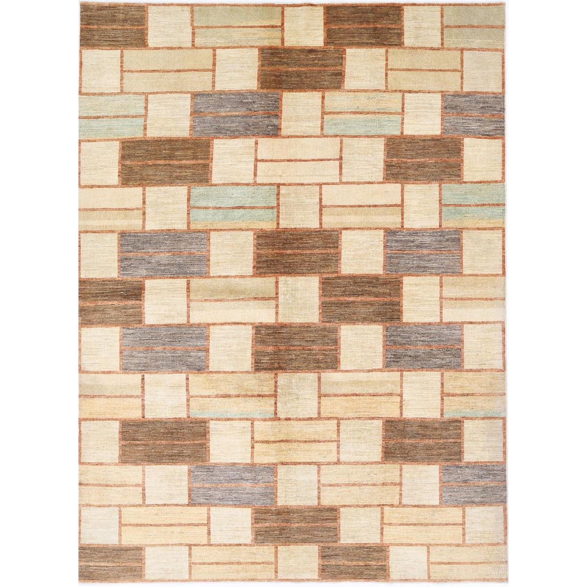 Modcar 7x9 Handmade Double Knotted Washable Wool Rug - Colorful