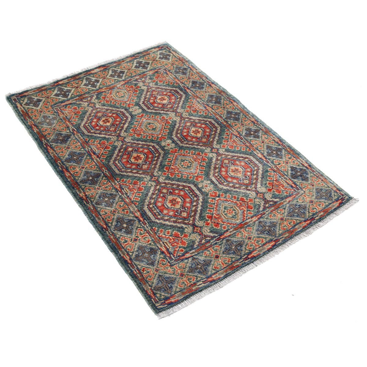 Revival 3x4 Handmade Double Knotted Washable Wool Rug - Colorful
