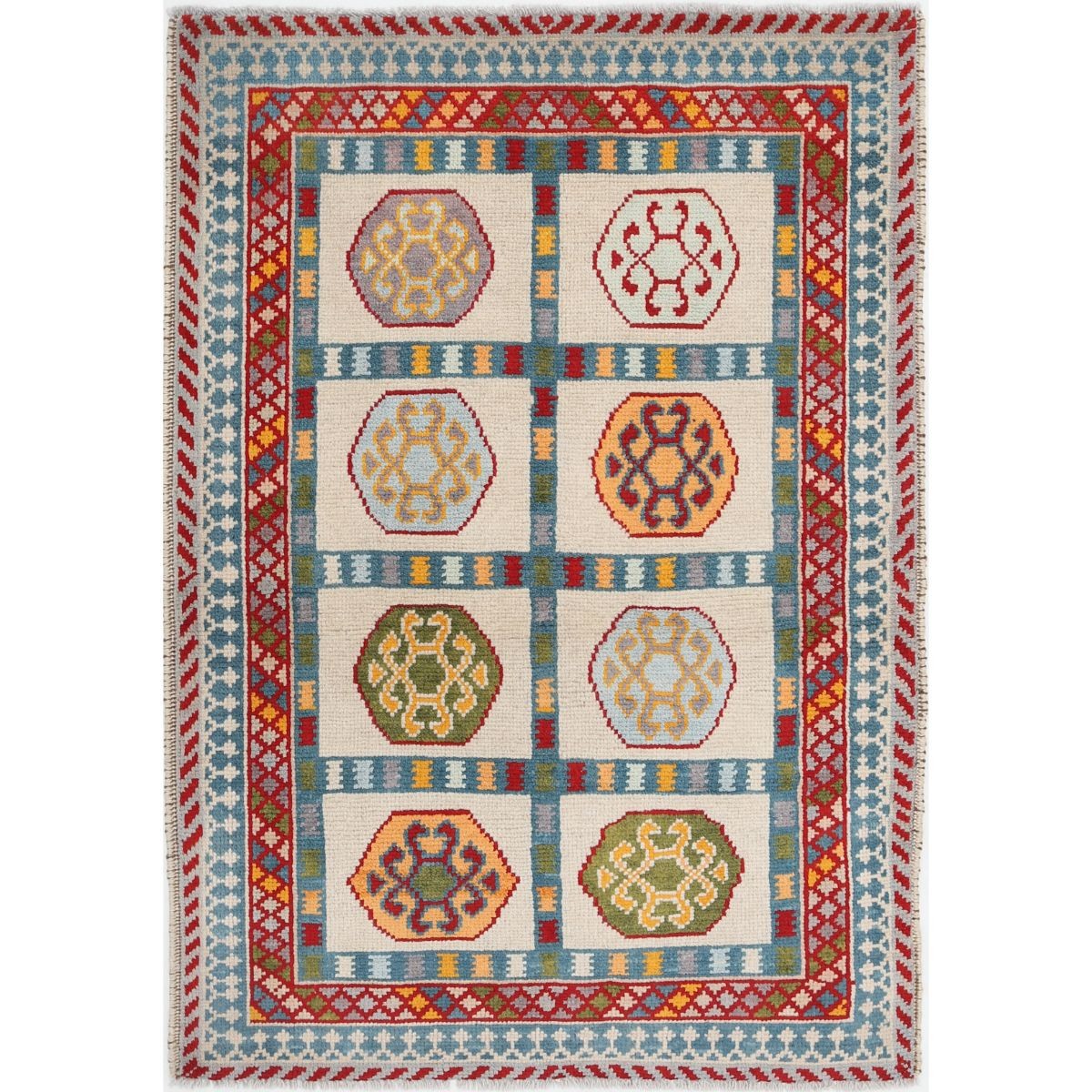 Revival 3x5 Handmade Double Knotted Washable Wool Rug - Colorful