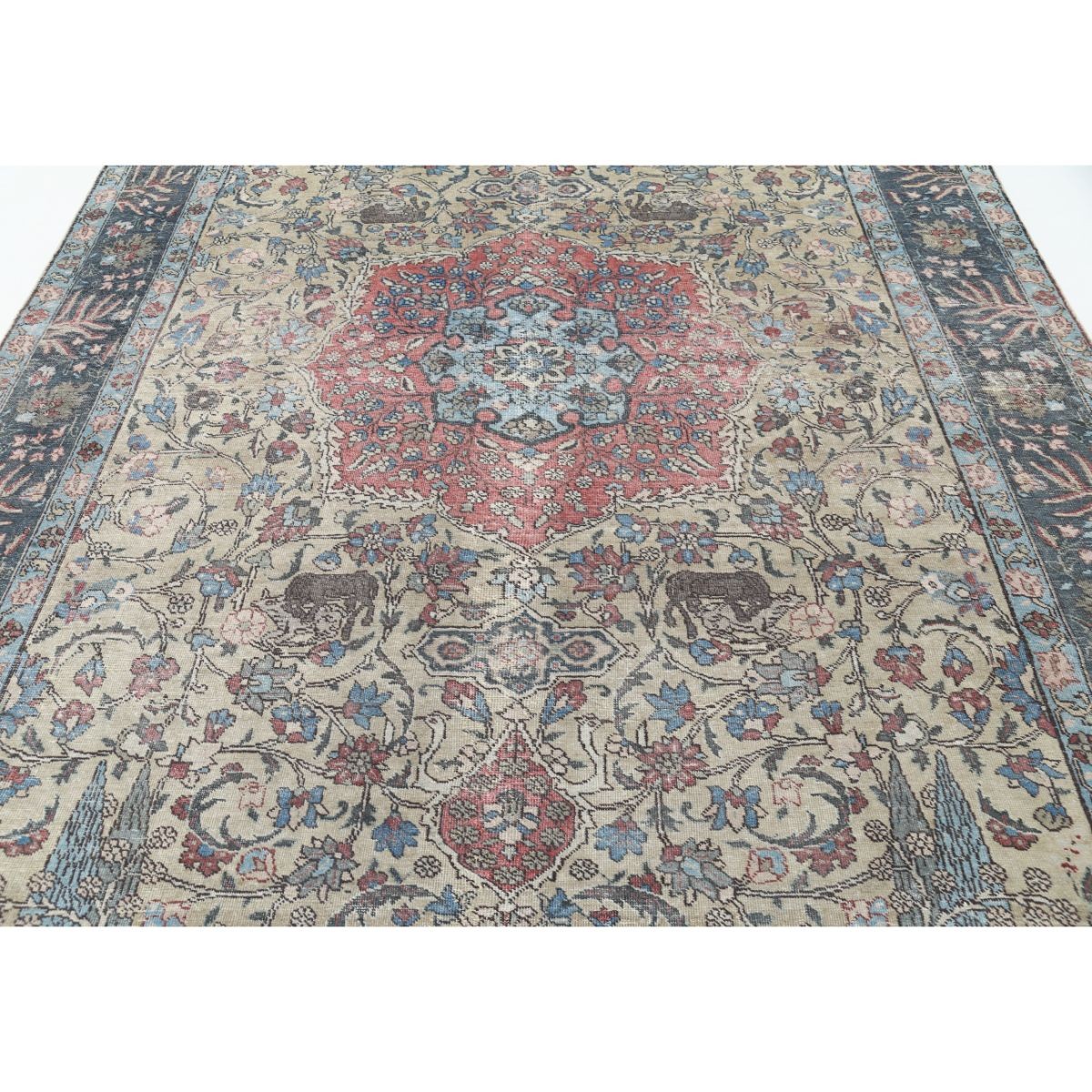 Vintage 8x11 Handmade Double Knotted Washable Wool Rug - Soft Hues