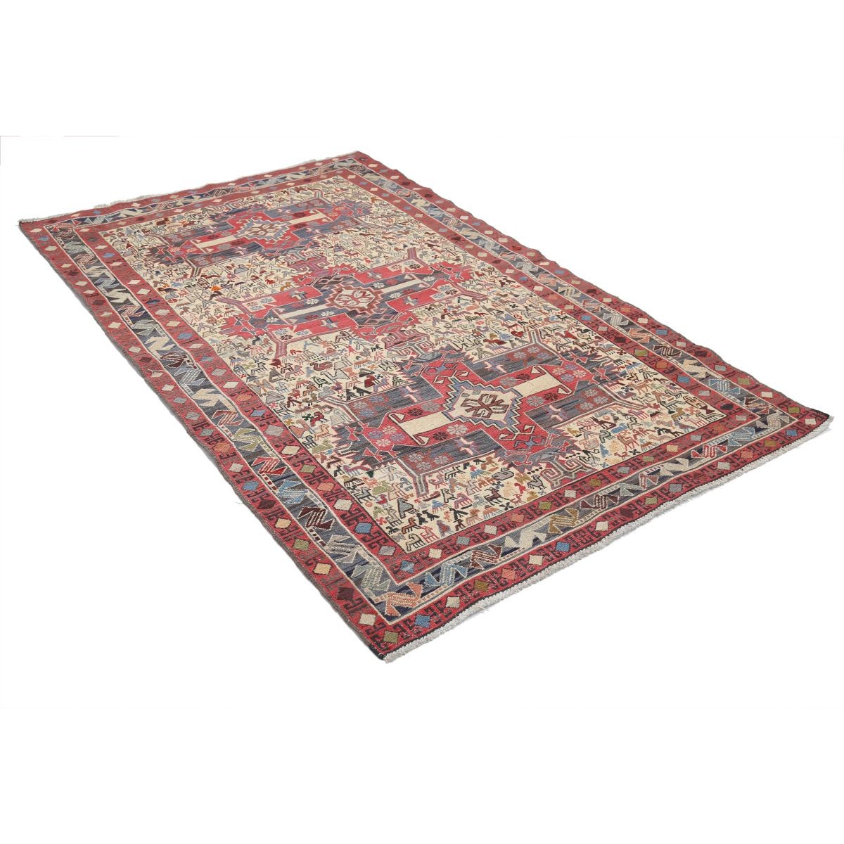 Silki 4x7 Hand Woven Washable Silk Rug - Colorful