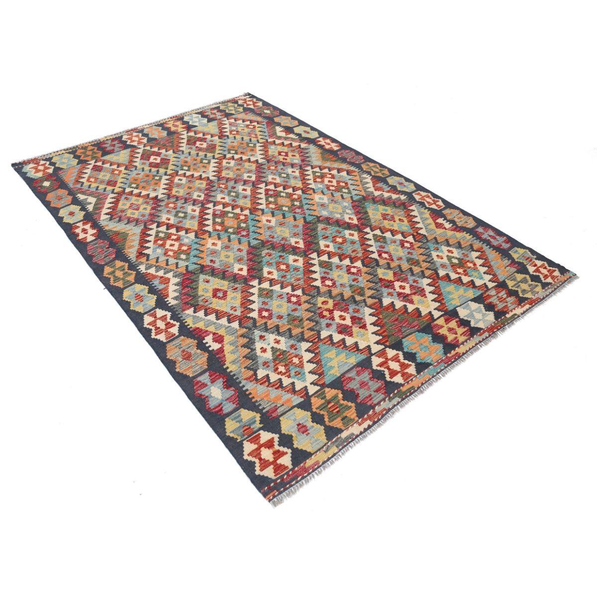 Maimana 5x8 Hand Woven Washable Wool Rug - Colorful
