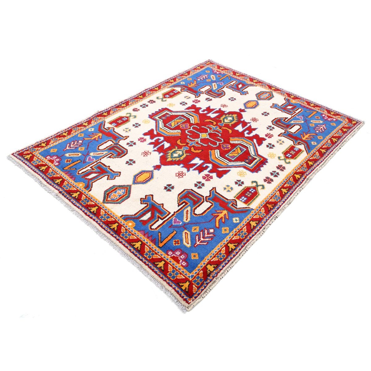 Revival 5x7 Handmade Double Knotted Washable Wool Rug - Colorful