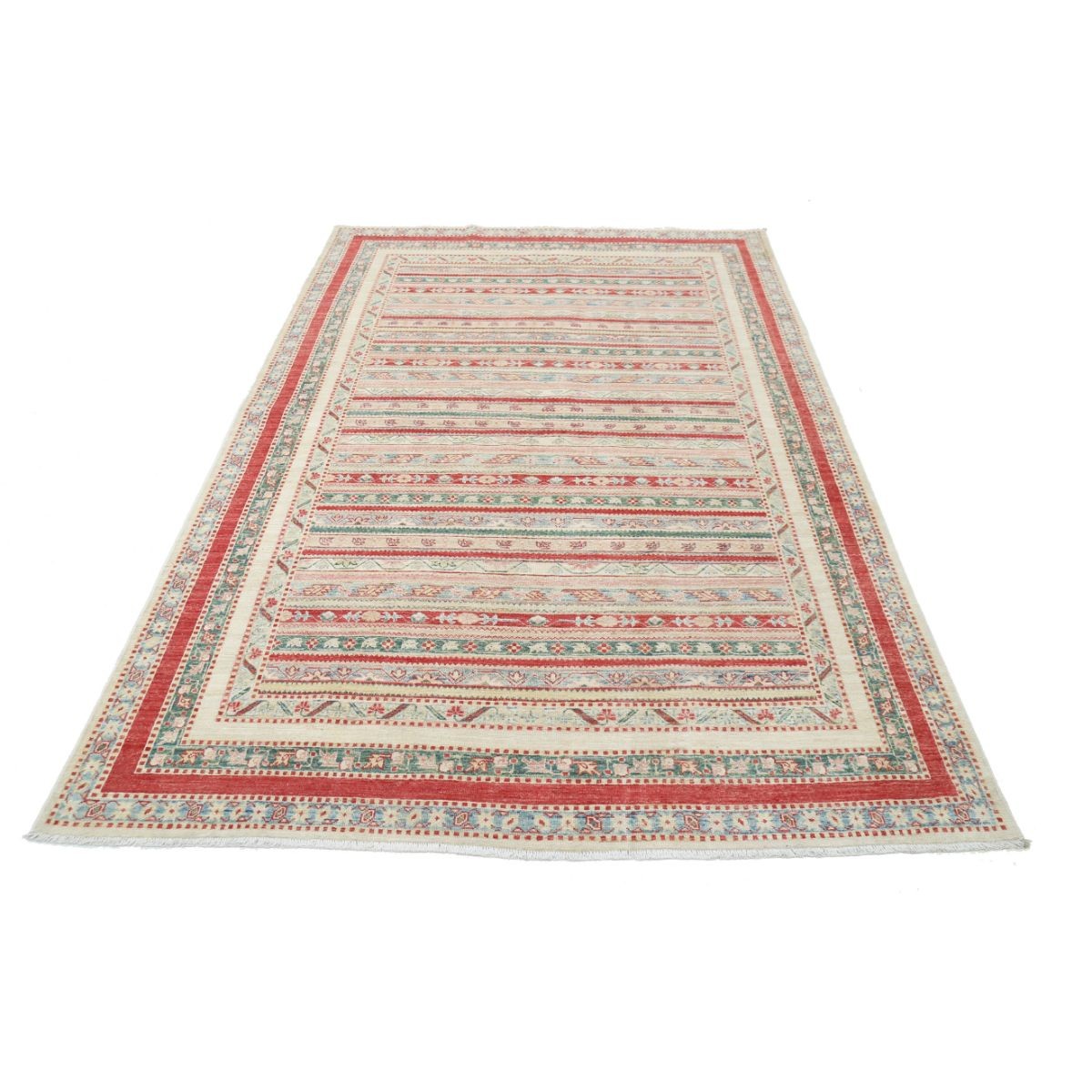 Shaal 5x8 Handmade Double Knotted Washable Wool Rug - Colorful