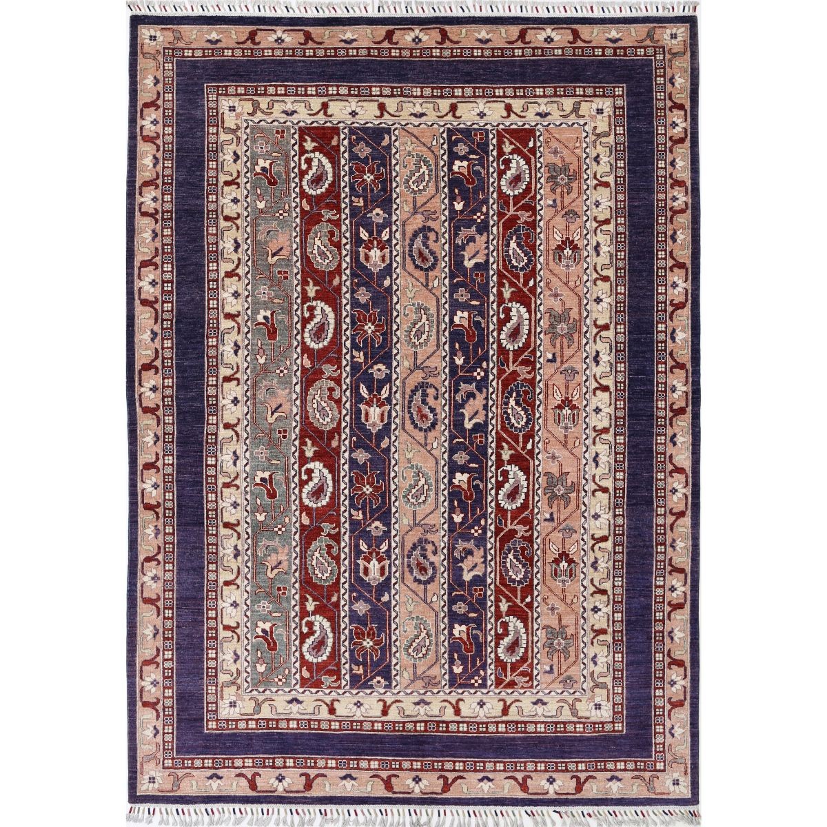 Shaal 7x10 Handmade Double Knotted Washable Wool Rug - Colorful