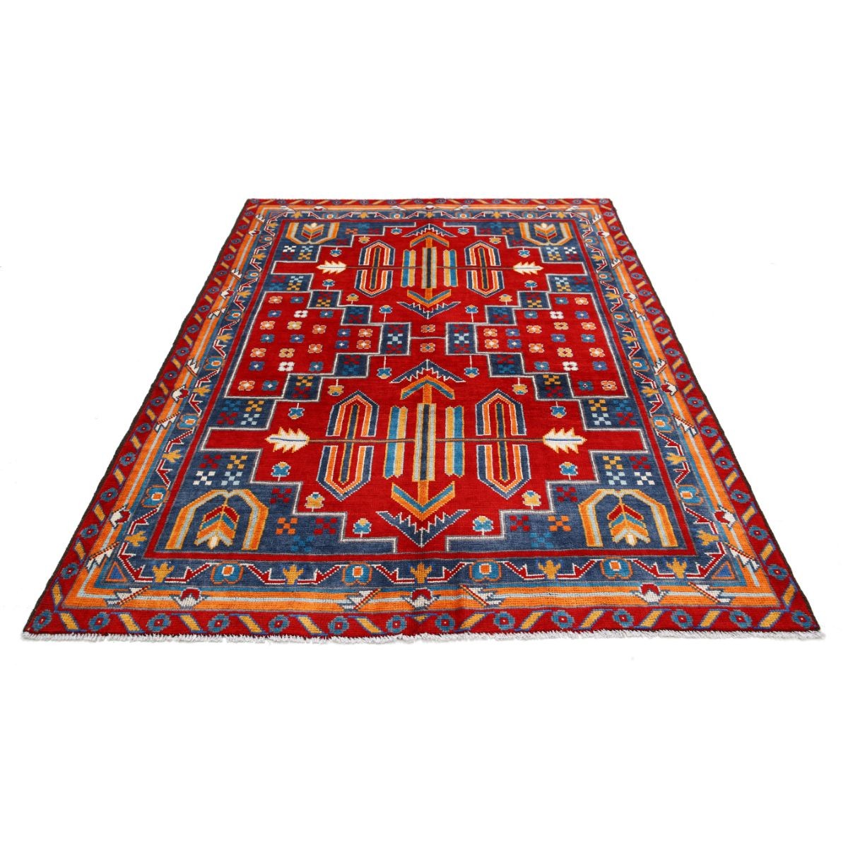 Revival 6x8 Handmade Double Knotted Washable Wool Rug - Colorful