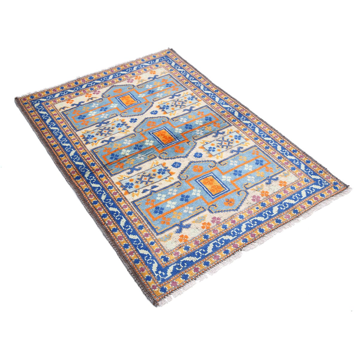 Revival 4x5 Handmade Double Knotted Washable Wool Rug - Colorful