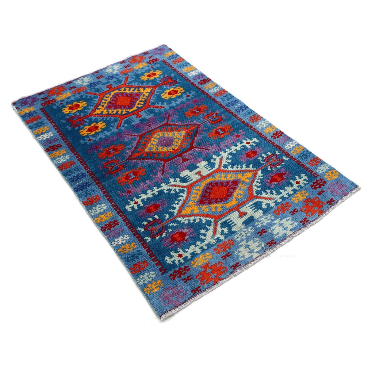 Revival 3x5 Handmade Double Knotted Washable Wool Rug - Colorful