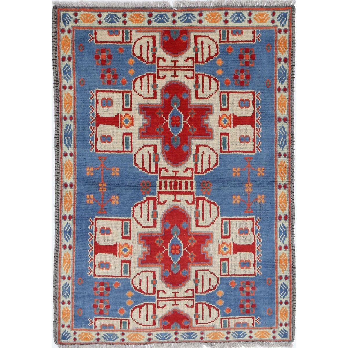 Revival 3x4 Handmade Double Knotted Washable Wool Rug - Colorful
