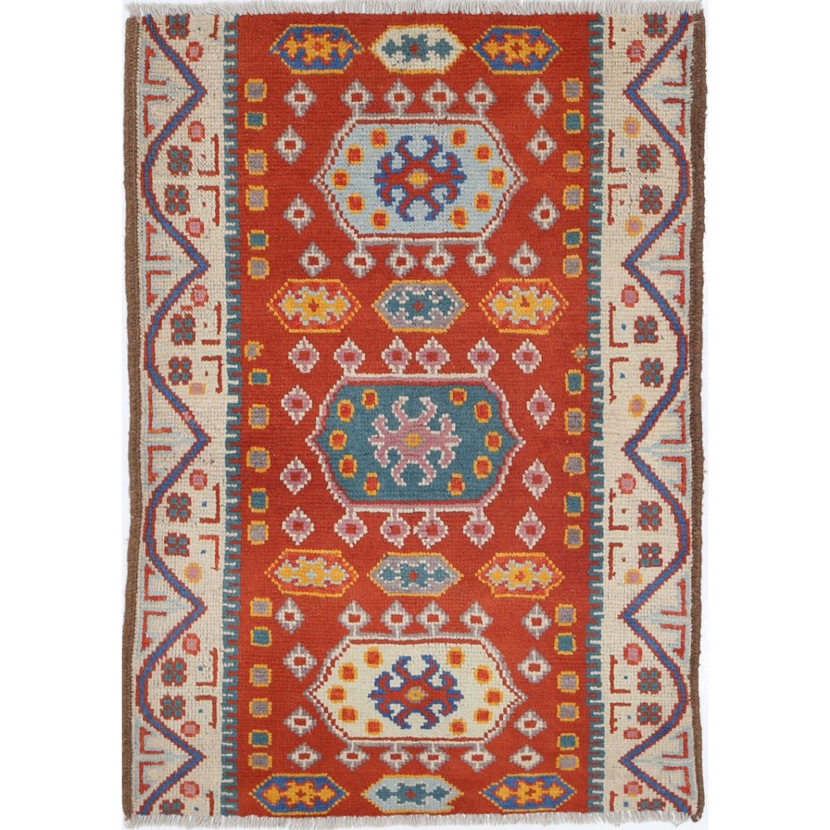 Revival 3x4 Handmade Double Knotted Washable Wool Rug - Colorful