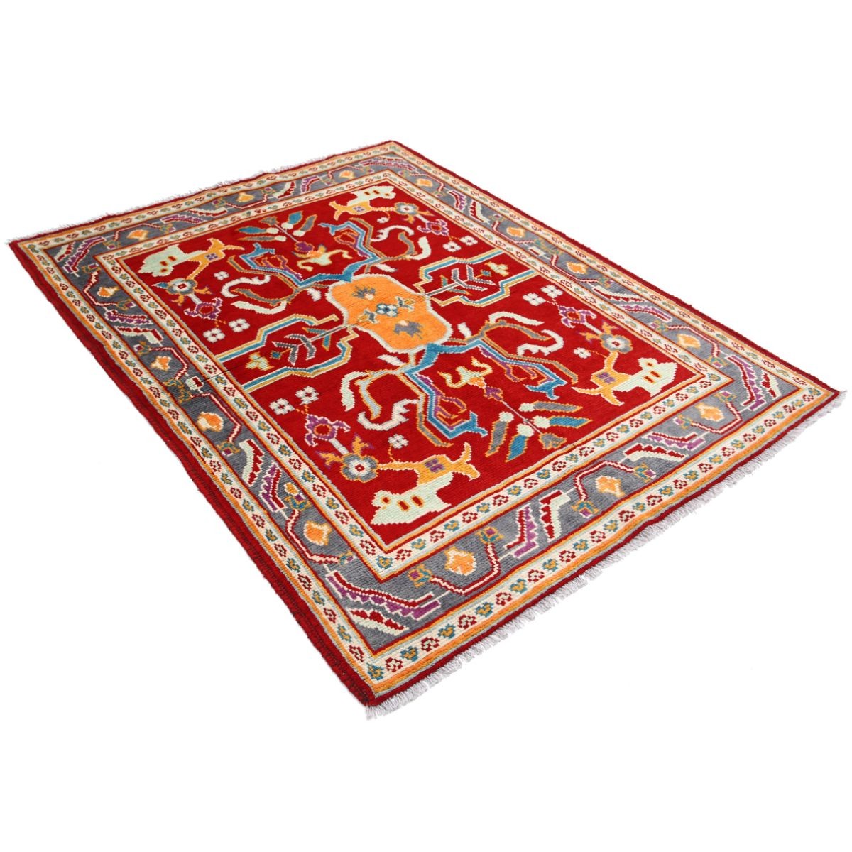 Revival 5x6 Handmade Double Knotted Washable Wool Rug - Colorful