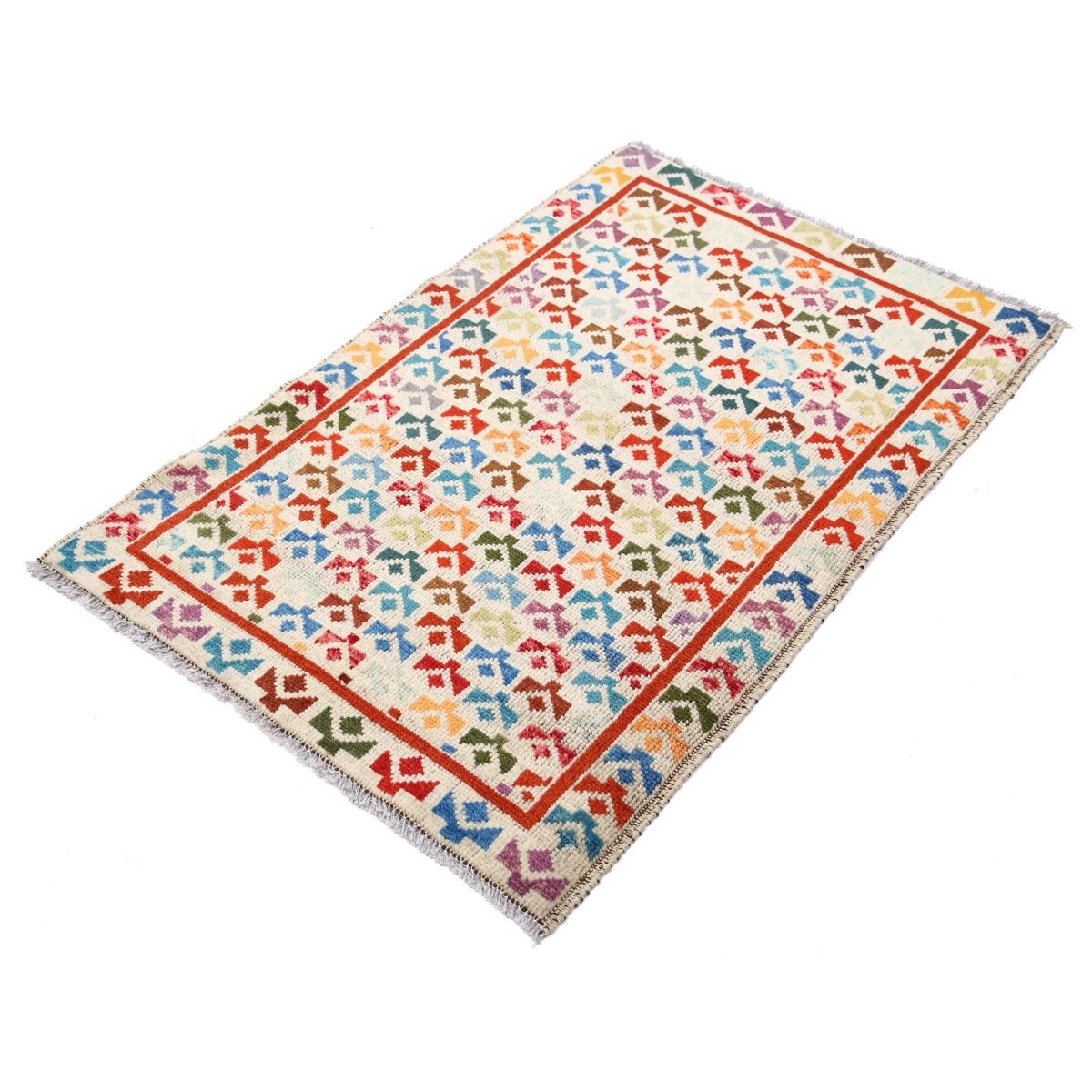 Revival 3x4 Handmade Double Knotted Washable Wool Rug - Colorful