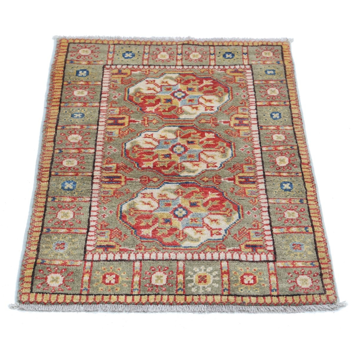 Revival 2x3 Handmade Double Knotted Washable Wool Rug - Colorful