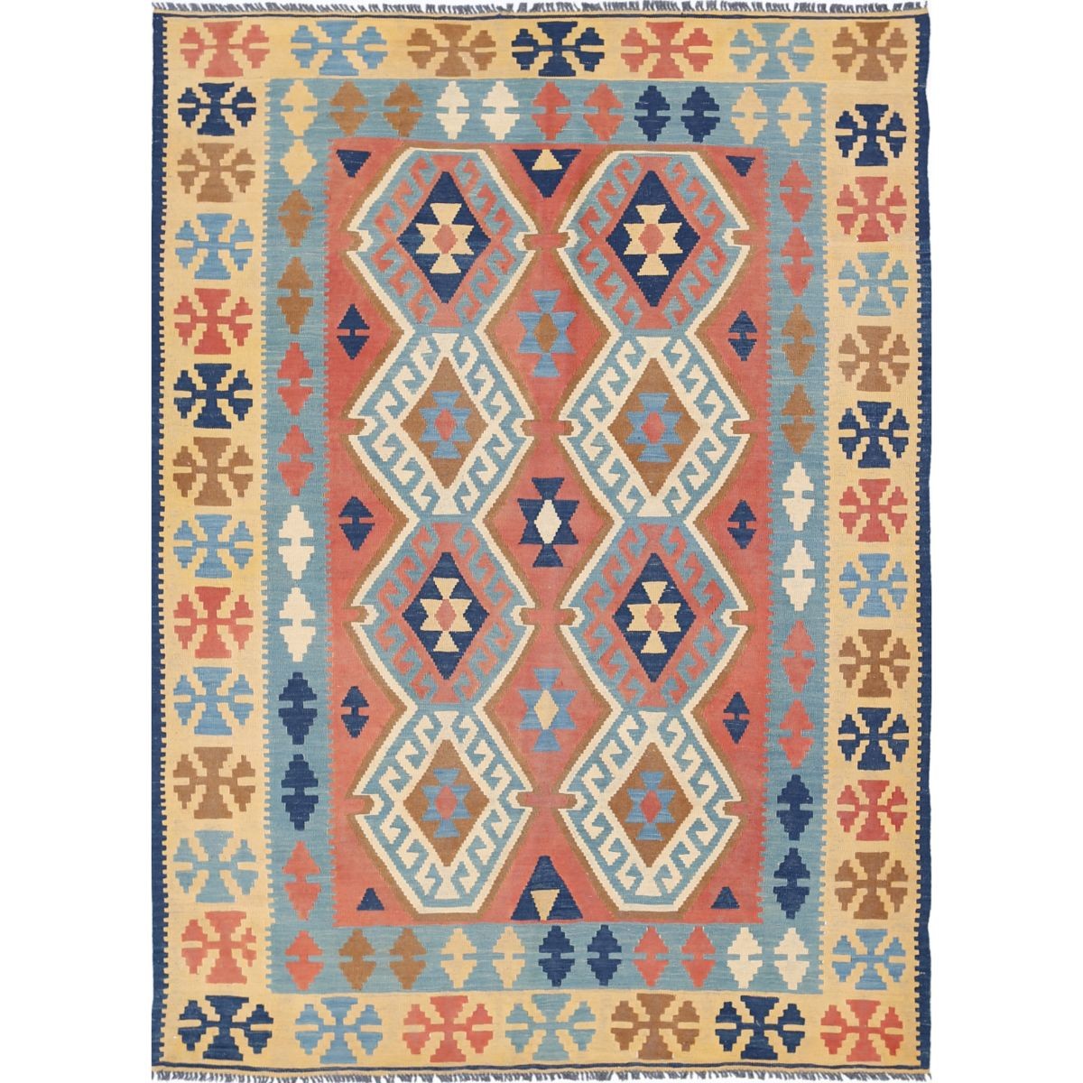 Kafkaas 5x7 Hand Woven Washable Wool Rug - Colorful