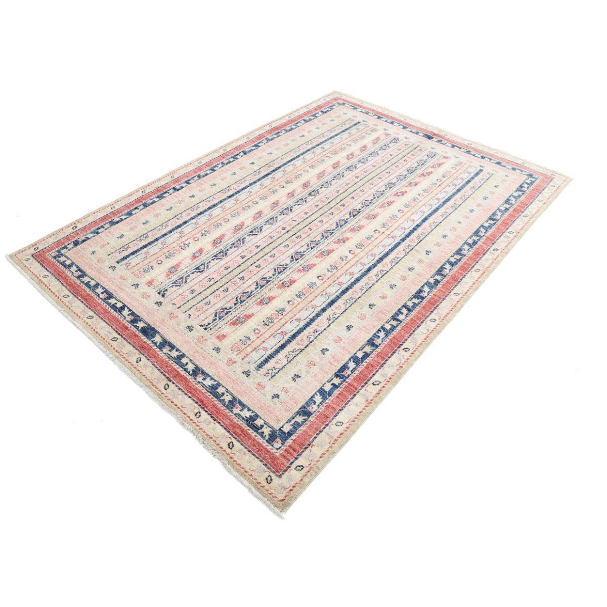 Shaal 6x8 Handmade Double Knotted Washable Wool Rug - Colorful
