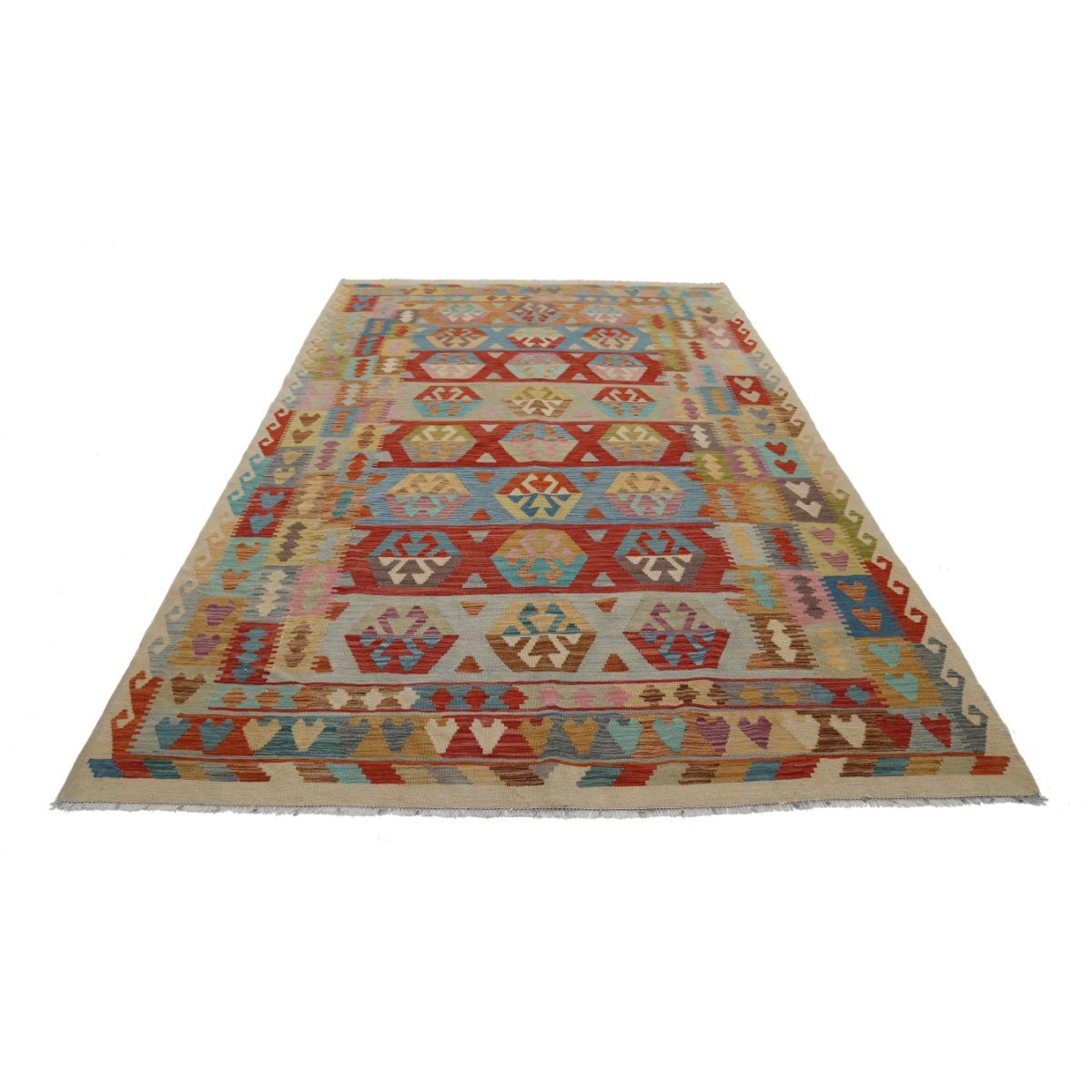 Maimana 7x10 Hand Woven Washable Wool Rug - Colorful