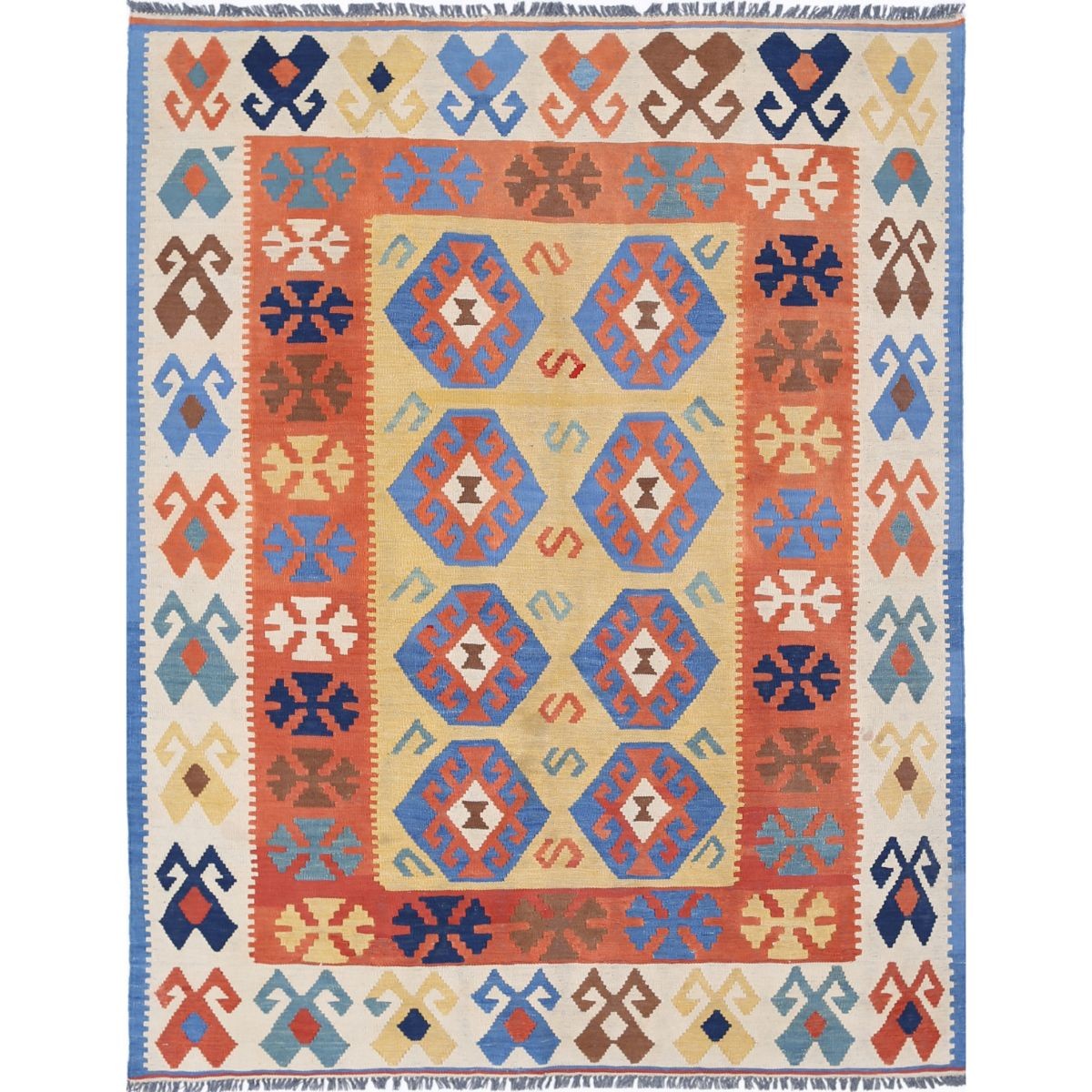 Kafkaas 5x7 Hand Woven Washable Wool Rug - Colorful