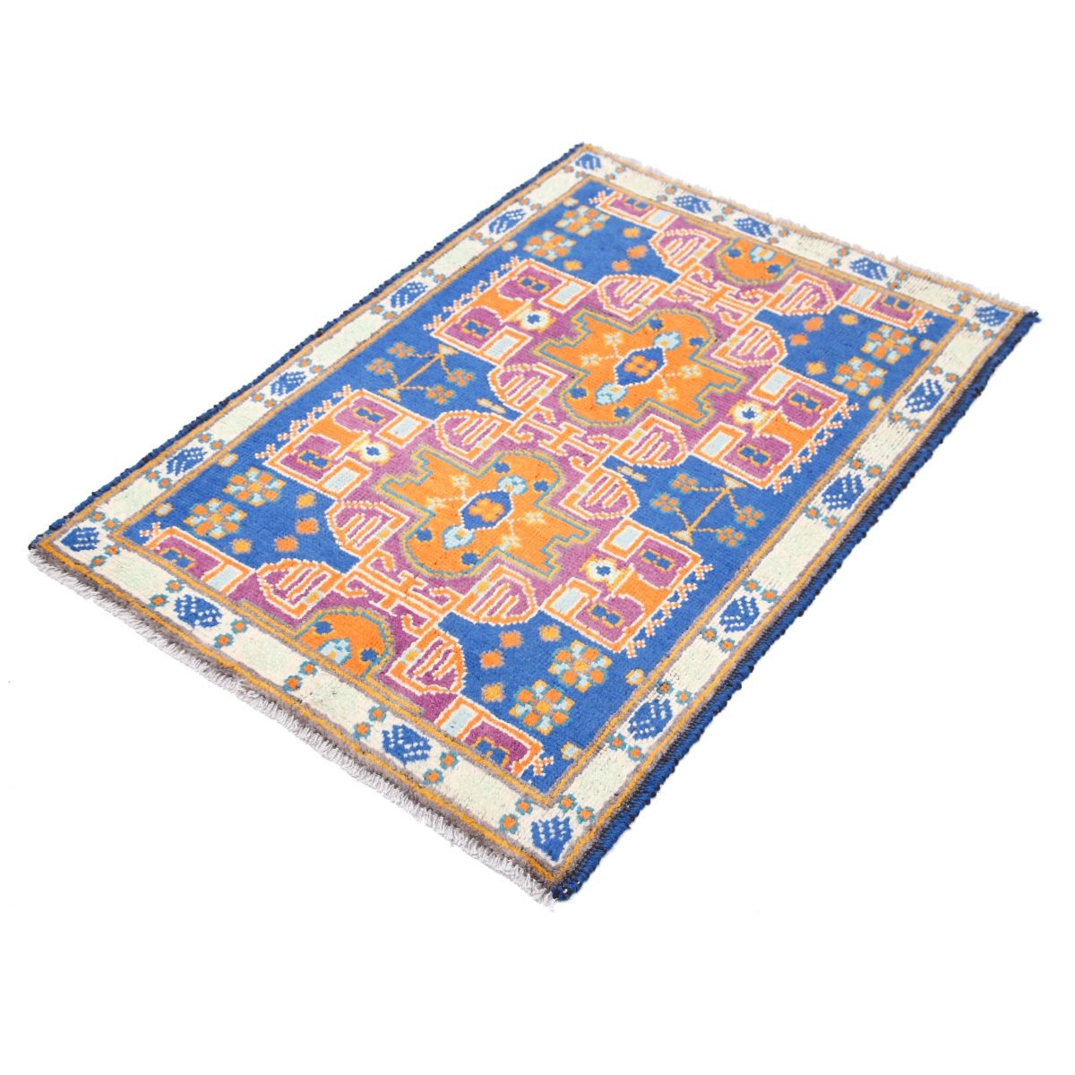 Revival 3x4 Handmade Double Knotted Washable Wool Rug - Colorful