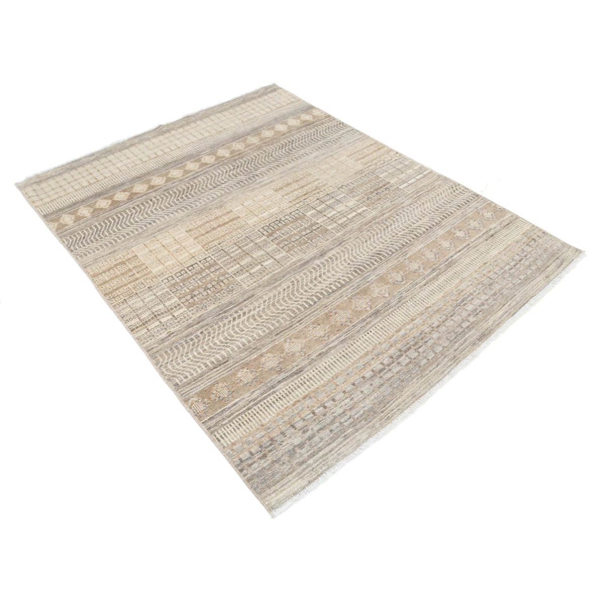 Modcar 5x6 Handmade Double Knotted Washable Wool Rug - Colorful