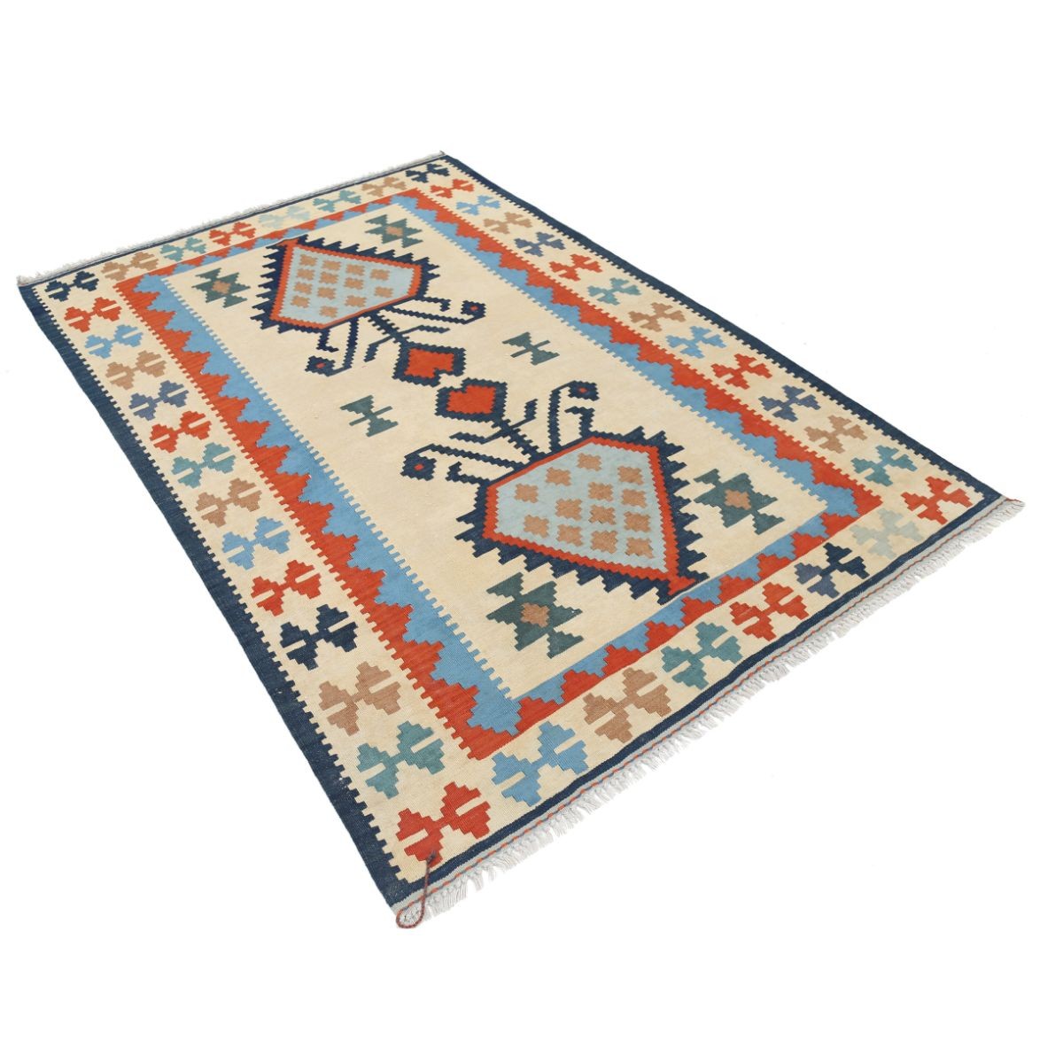 Kafkaas 5x7 Hand Woven Washable Wool Rug - Colorful