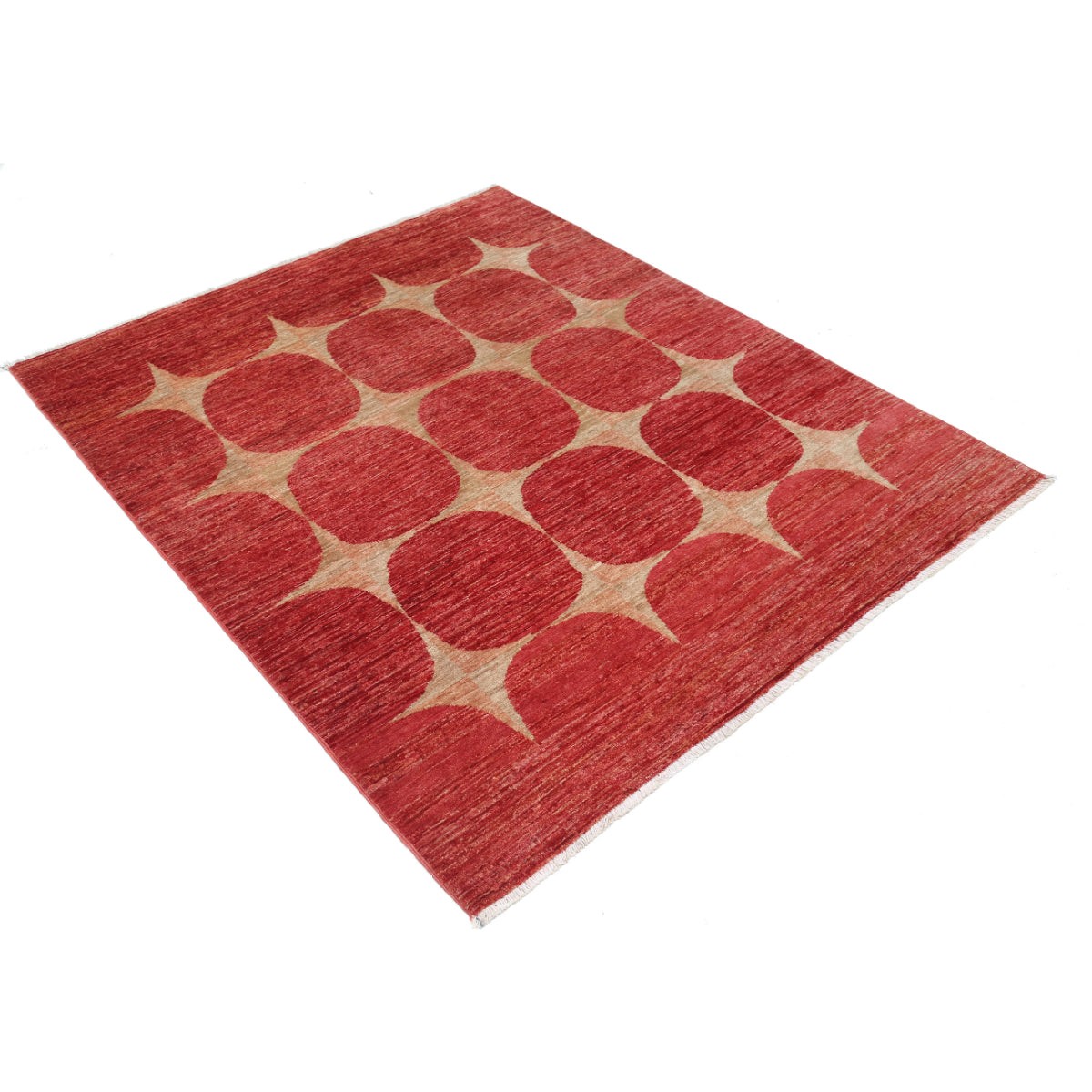Modcar 5x6 Handmade Double Knotted Washable Wool Rug - Colorful