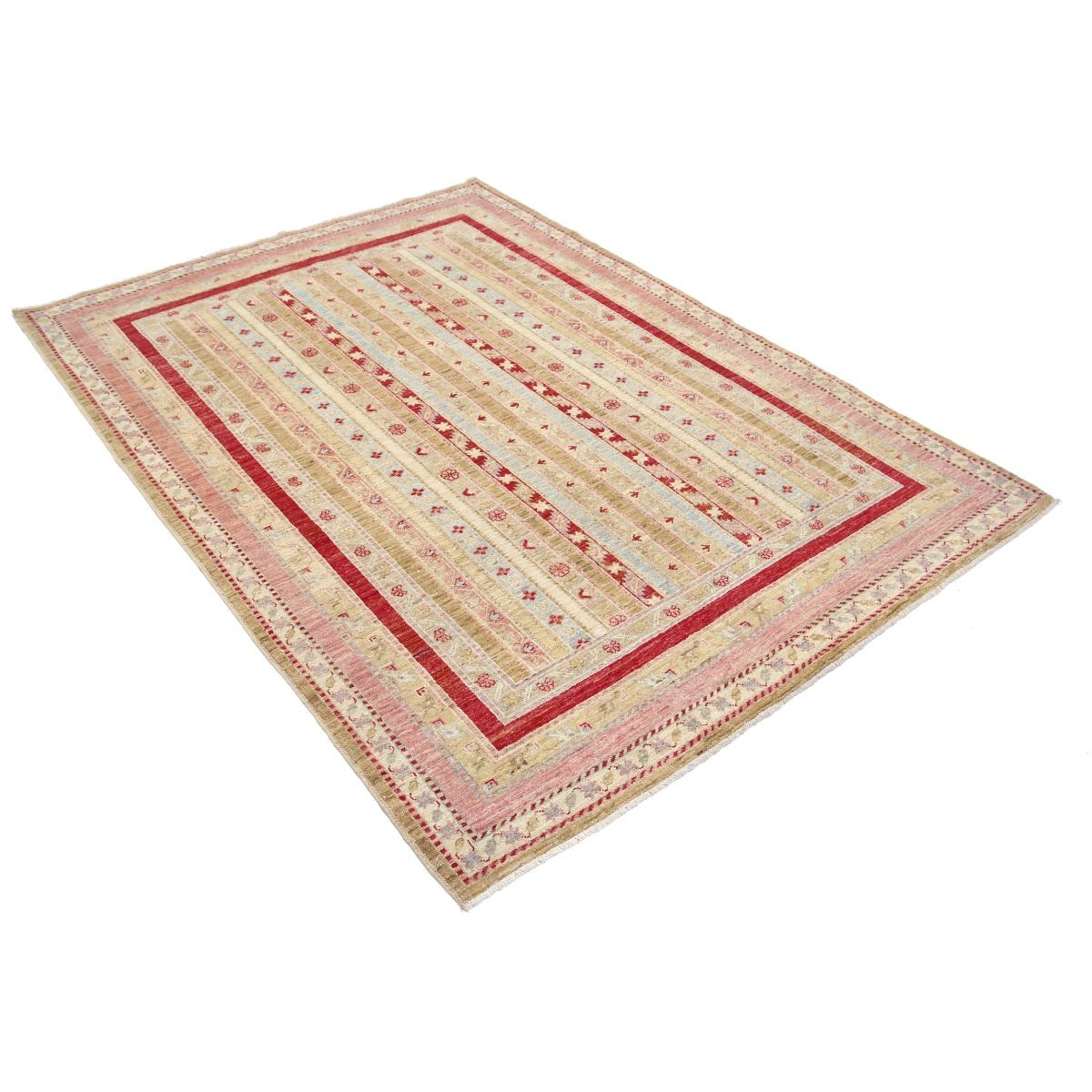 Shaal 5x7 Handmade Double Knotted Washable Wool Rug - Colorful