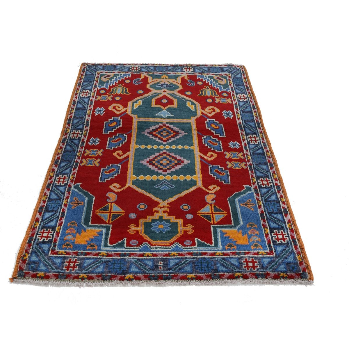 Revival 4x5 Handmade Double Knotted Washable Wool Rug - Colorful