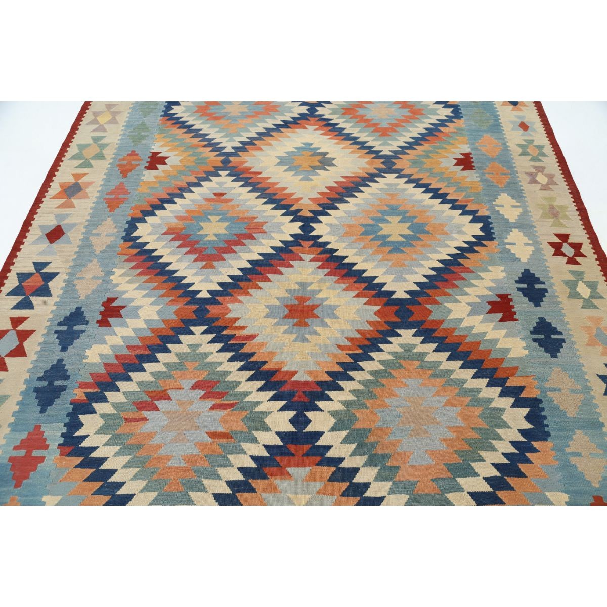 Kafkaas 7x10 Hand Woven Washable Wool Rug - Colorful