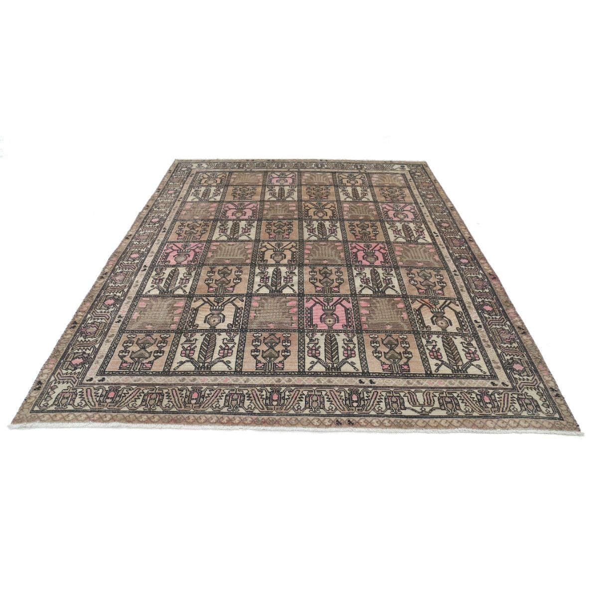Vintage 8x9 Handmade Double Knotted Washable Wool Rug - Soft Hues