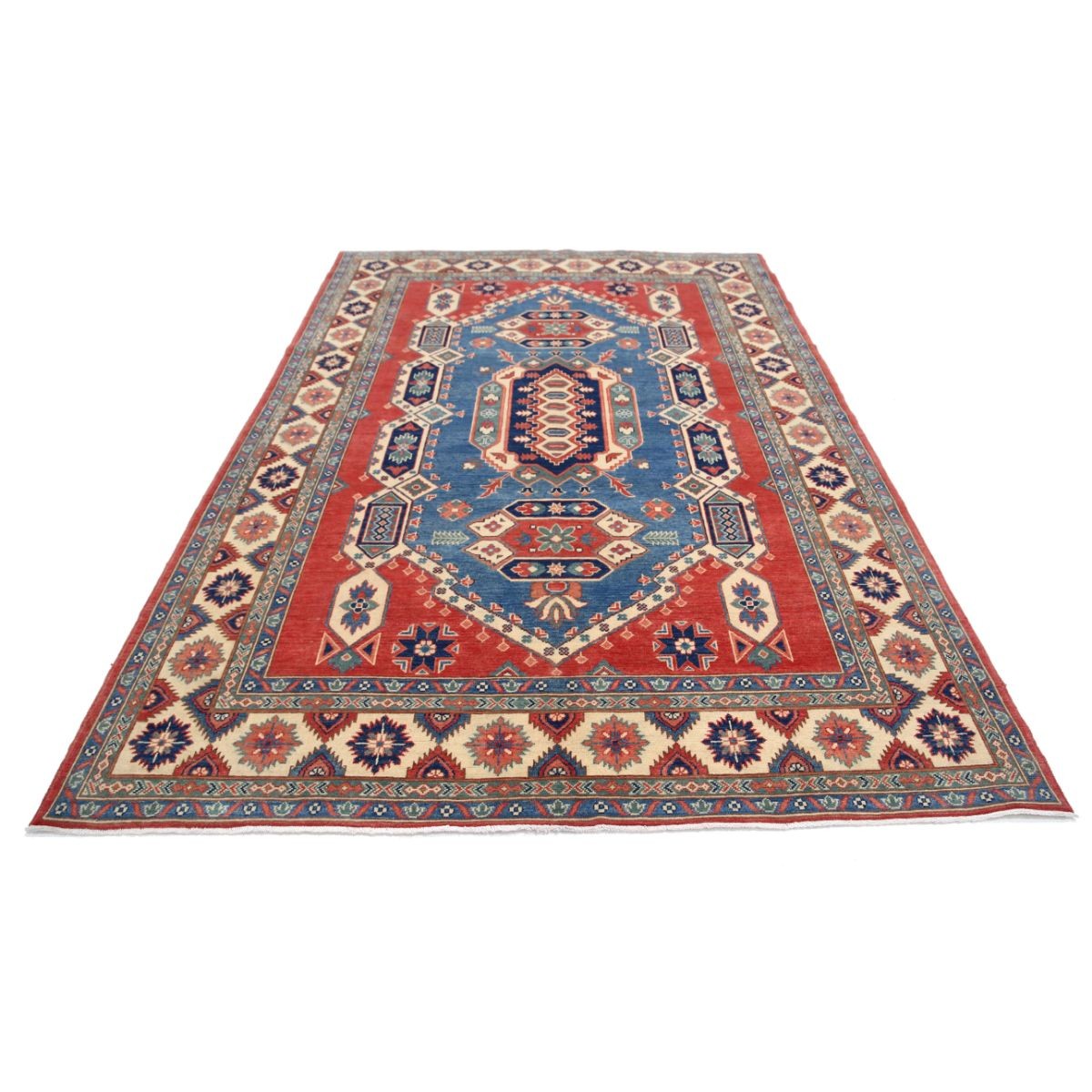 Kazak 7x10 Handmade Double Knotted Washable Wool Rug - Colorful