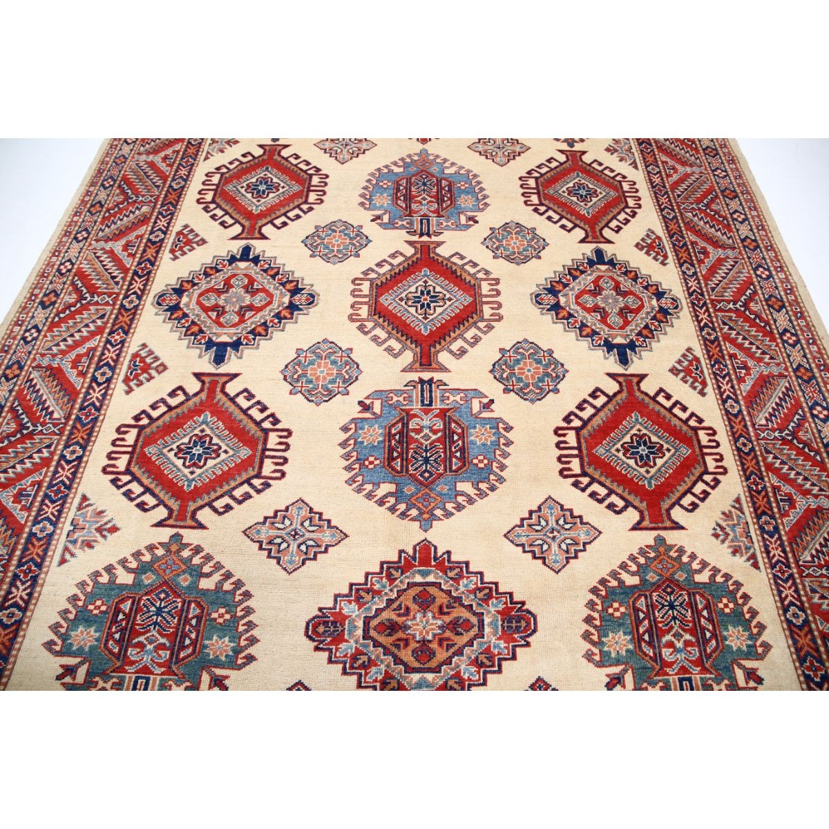 Kazak 8x10 Handmade Double Knotted Washable Wool Rug - Colorful