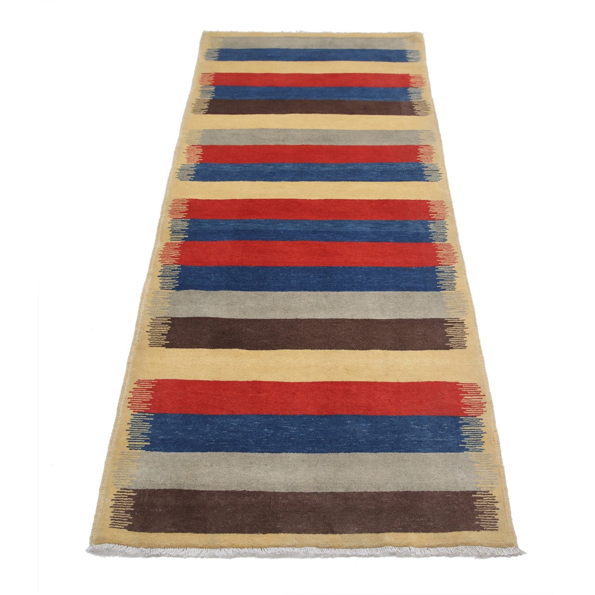 Modcar 2x7 Handmade Double Knotted Washable Wool Runner - Colorful