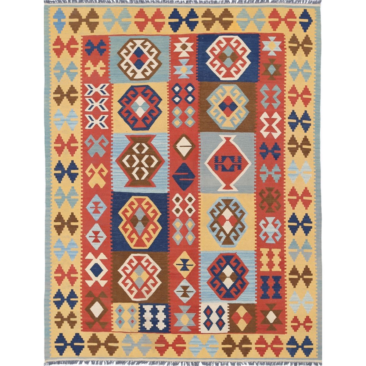Kafkaas 5x7 Hand Woven Washable Wool Rug - Colorful
