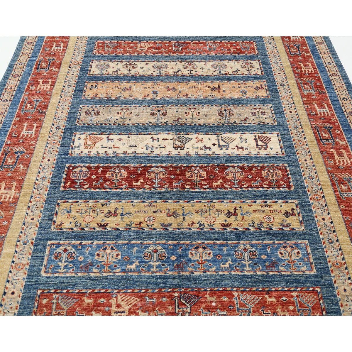 Khurjeen 7x10 Handmade Double Knotted Washable Wool Rug - Colorful